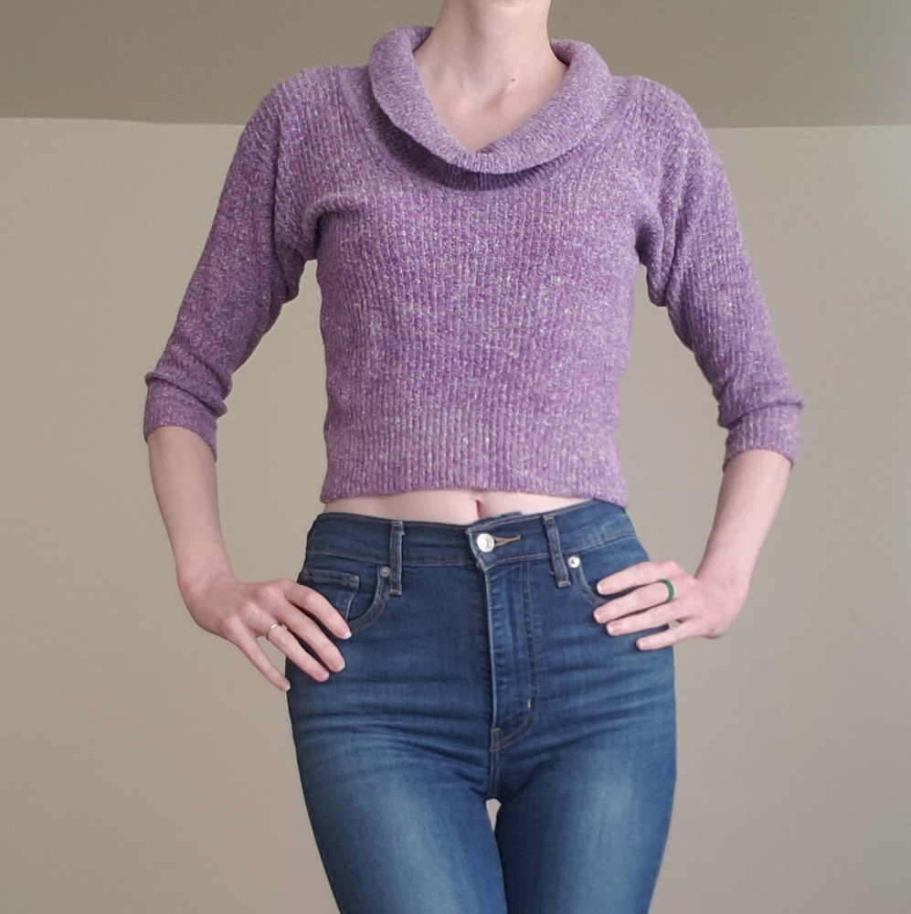 VTG 80s Cropped Cowl Neck Sweater
